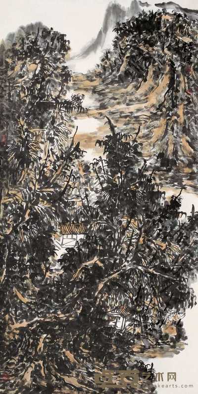 赵倩 深幽图 镜心 137×69cm
